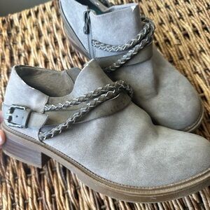 Blowfish Gray Ankle Booties with Braided Detail